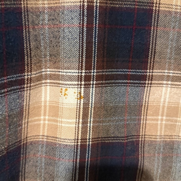 Men’s Woolrich Flannel Button Down Shirt Long Sleeve Size Large Brown Cream EUC - Picture 3 of 8